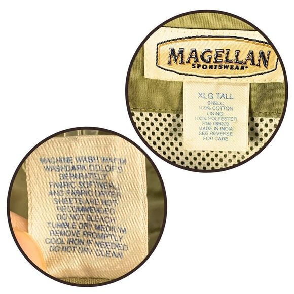 Magellan Sportswear Men's Vented, Convertible Long Sleeve Shirt- XLG Tall - Tan - Picture 5 of 5